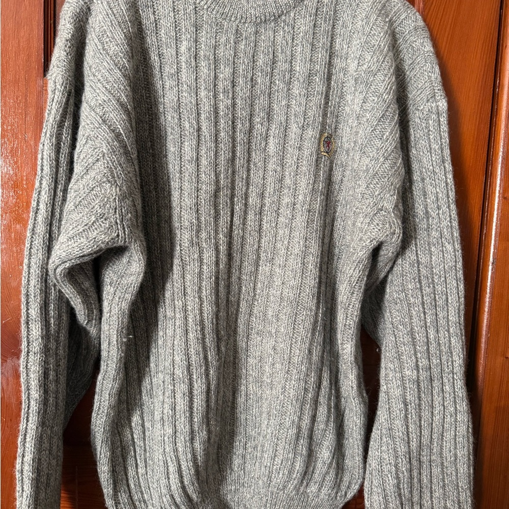 Tommy Hilfiger Wool Gray Ribbed Sweater